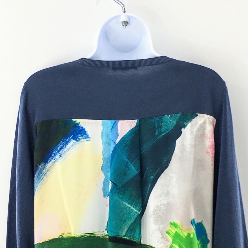 COS Womens Knit Tunic Top Blue Crewneck Mulberry Silk Back Art to Wear Sz S - Picture 8 of 11